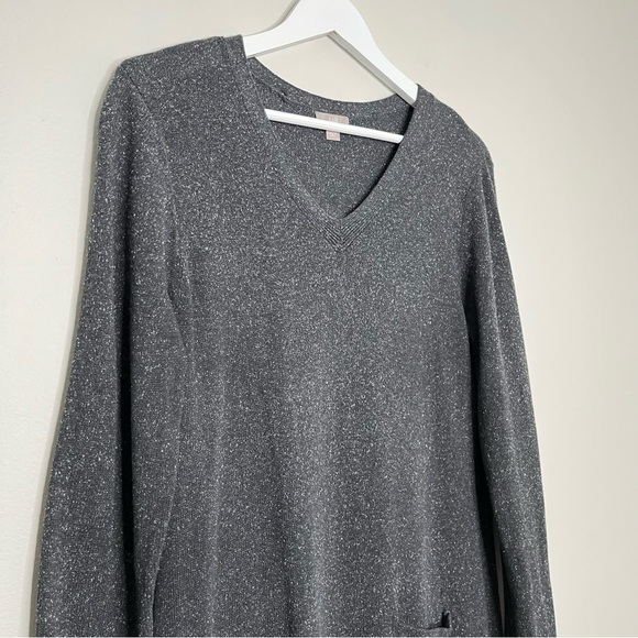 J. Jill Silk Blend Women’s V Neck Pocket Midi Dress Dark Grey Size‎ Medium - Picture 3 of 9